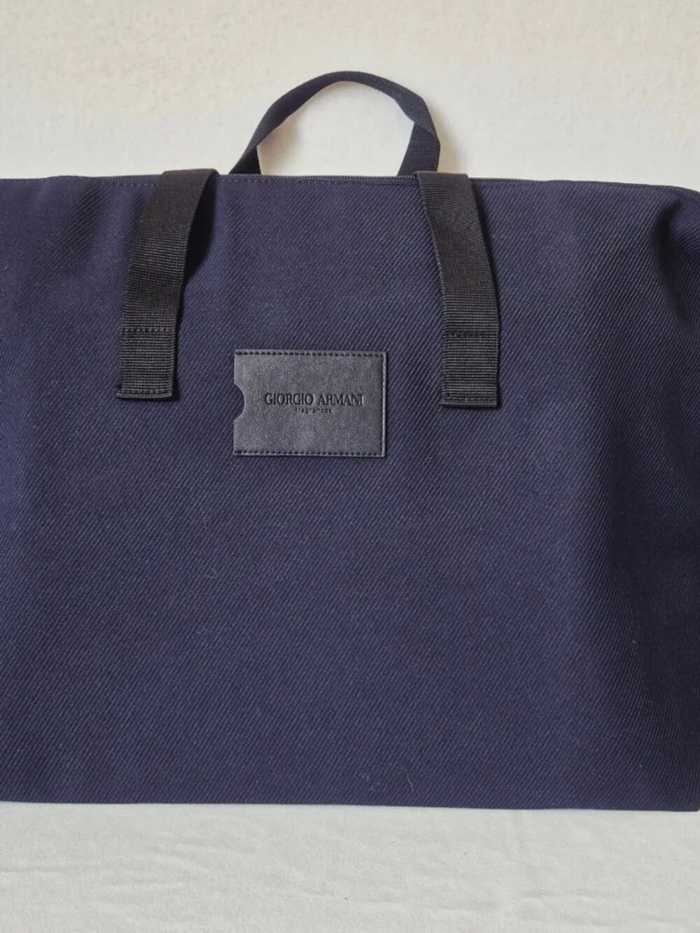 Giorgio Armani Fragrance Twill Canvas Duffle Weekend Bag Adjustable Strap NEW